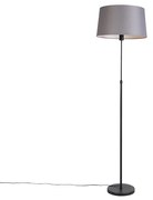 Lampada da terra nera con paralume in lino grigio scuro 45 cm - Parte