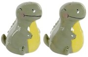 Portasale con Coperchio DKD Home Decor LC-173478 Dinosauro Bianco Verde Dolomite 6,6 x 7 x 7,7 cm (2 pcs)