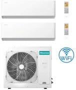 Climatizzatore Condizionatore Hisense Uni HB Wifi R32 Dual Split Inverter 12000 + 12000 BTU con U.E. 3AMW62U4RJC Classe A++/A+