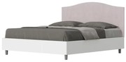 Letto contenitore da 160x200 in legno bianco e testata in microfibra glicine Grace