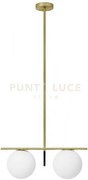 Jugen sospensione a 2 luci oro spazzolato e vetro bianco attacco e2...