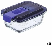 Porta pranzo Ermetico Luminarc Easy Box Azzurro Vetro (380 ml) (6 Unità)