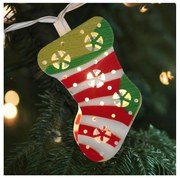 Catena luminosa LED natalizia da esterno 10xLED/2xAA 1,65 m IP44, bianco caldo, con calze natalizie