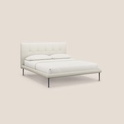 Midori letto imbottito trapuntato in ecopelle con piedini alti T04 bianco