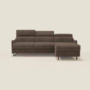 Loto Divano Letto Angolare con Penisola contenitore, Poggiatesta, Materasso Alto H18 in morbido tessuto impermeabile T14 marrone