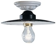 Plafoniera Industrial Potenza Ferro E Ceramica Nero Diam. 35Cm 1 Luce E27