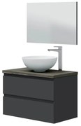 Mobile Da Bagno Sospeso 80 Cm 2 Cassetti Con Lavabo Da Appoggio Tokyo Antracite
