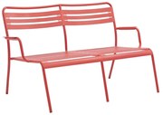 Panca da giardino in acciaio rosso con braccioli Cafe, 2 posti