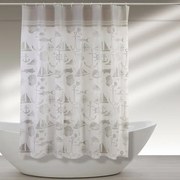 Tenda doccia 120x200 cm in acrilico con motivi marini completa di ganci