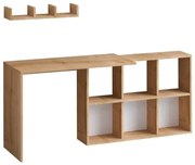 Scrivania Effetto Legno 145x45x74 Con Ripiani Laterali E Mensola Blake Rovere
