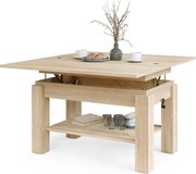 BRAWO Rovere Sonoma - TAVOLINO DA CAFFÈ CON PIANO ALLUNGABILE E SOLLEVABILE TAVOLO TRASFORMABILE CON RIPIANO