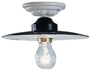 Plafoniera Industrial Potenza Ferro E Ceramica Nero Diam. 25Cm 1 Luce E27