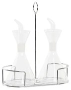 Set olio e aceto DKD Home Decor 200 ml 19,5 x 10 x 23,5 cm Metallo Trasparente 2 Unità Vetro Borosilicato