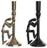 Candelabro DKD Home Decor 12 x 10 x 27 cm Champagne Nero Alluminio Moderno (2 Unità)