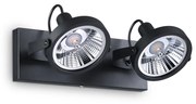 Plafoniera Moderna Glim Metallo Nero 2X10W Gu10 3000K Luce Calda