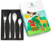 Posate per bambini in acciaio inox argento 4 pezzi Forest Animals - Zilverstad