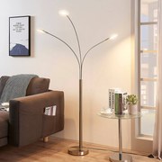 Lindby lampada LED da pavimento Anea, 168 cm, a 3 luci, color nichel