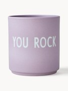 Tazza senza manico viola di design con scritta Favourite YOU ROCK