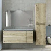 Mobile Bagno Sospeso 120 Cm Due Cassetti Un'Anta Specchio Con Illuminazione Led Esseci Arredo Bagno "Elba"