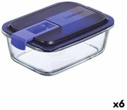 Porta pranzo Ermetico Luminarc Easy Box Azzurro Vetro (6 Unità) (820 ml)