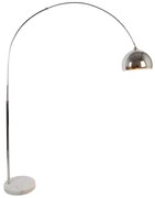 Grande lampada da terra ad arco 140x35x180 cm Metallo e marmo Argentato in stile art déco - OMBRAGE