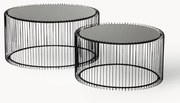 Set 2 tavolini da salotto con piano in vetro Wire