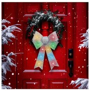 Decorazione natalizia LED RGB 11xLED/3xLR44 40x30 cm fiocco argento