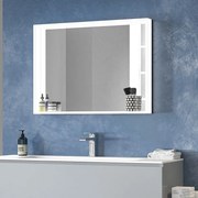 Kamalu - specchio bagno 80x60 cm cornice ripiano illuminato | kam-e800b