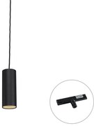 Lampada a sospensione di design nera con adattatore per binario monofase - Slimline Tubo