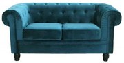 Divano Chesterfield in velluto blu o taupe con lavorazione capitonné, 2 Posti / Blu