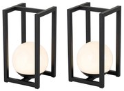 Set di 2 lampade da tavolo da esterno nere con ricarica touch - Nowi