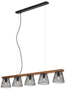 Lampadario Design Wood&Style nero paralume nero 5x E14 Ø65cm BRILONER