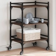 Carrello Cucina Rovere Marrone 50x35x75,5 Cm Legno Multistrato /