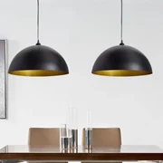 Lampada A Sospensione 2 Pz Altezza Regolabile Semisferica Nera /