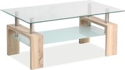 Tavolino da salotto Lisa Basic II in vetro e MDF rovere Sonoma – 100x60x55 cm