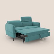 Bloom Divano con poggiapiedi estraibile piedini alti e poggiatesta reclinabili in tessuto bouclé impermeabile T07 azzurro