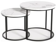SET 2x Tavolino OREO diametro 43/53 cm nero/marmor decor