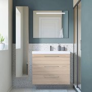 Mobile da bagno sospeso sotto lavabo L 90 x H 58 x P 46 cm marrone opaco, 3 cassetti SENSEA Remix