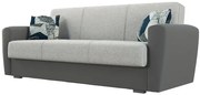 Divano Letto Miami 3 Posti in Tessuto/Ecopelle- Beige e Grigio, Grigio