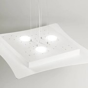 Sospensione Contemporanea Isotta Metallo E Alluminio Bianco 3+7 Luci Gx53