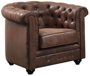 Poltrona CHESTERFIELD in microfibra aspetto cuoio invecchiato