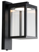 Lampa da parete esterna nera con LED e sensore crepuscolare - Ferdinand