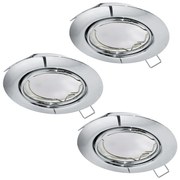 Faretto Ad Incasso Moderno Peneto In Acciaio Cromo 3 Luci Gu10 4,6W