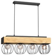 Lampadario a sospensione con filo MENTON 4xE27/15W/230V nero/marrone/quercia