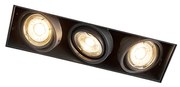 Faretto da incasso nero orientabile e girevole senza cornice 3 luci - Oneon