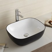 Lavabo D'Appoggio Rettangolare "Break The Rules" Da 50,5 Cm In Ceramica Finitura Nero Lucido/Bianco Lucido