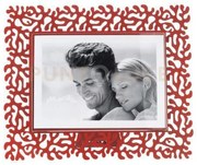 Portafoto di design corallo grande orizzontale rosso in ferro e pol...