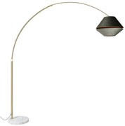 Lampada ad arco in ottone con paralume doppio in velluto bianco e verde - XXL