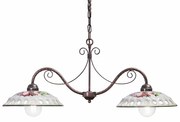 Lampadario Classico Napoli Metallo E Ceramica Bianco Sfumato Oro 2 Luci E27