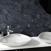 Mosaico in gres porcellanato Hellir nero opaco L 7 x L 30.5cm x Sp. 9 mm, 7 pezzi